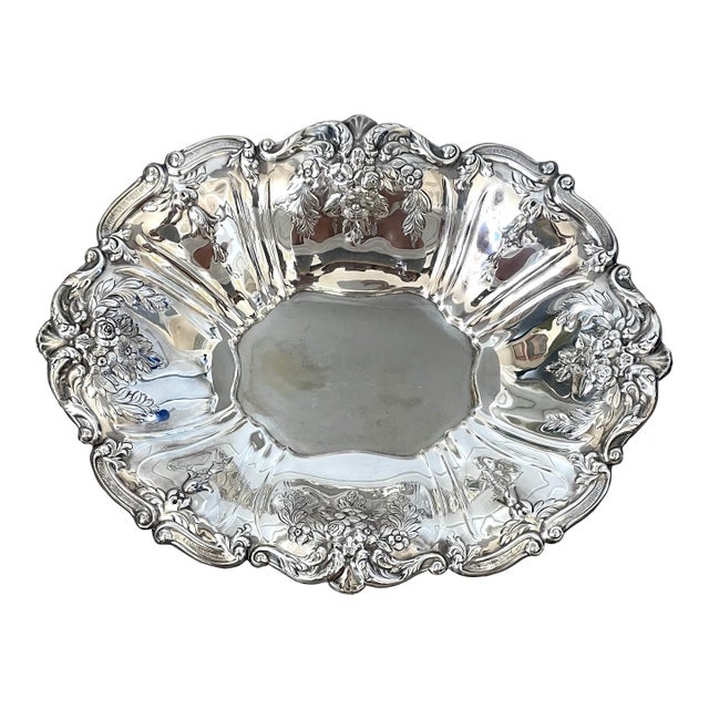Antique Victorian Silver Plate Floral Repousse 16” Oval Serving Bowl. For Sale