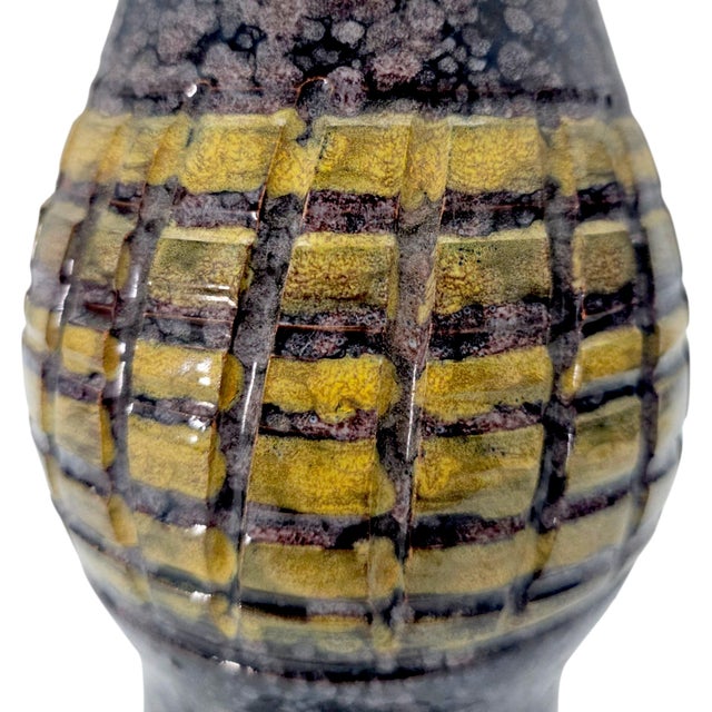 Ceramic Mid-Century Italian Studio Pottery Brutalist Volcanic Glaze Lava Floor Vase 14" For Sale - Image 7 of 12