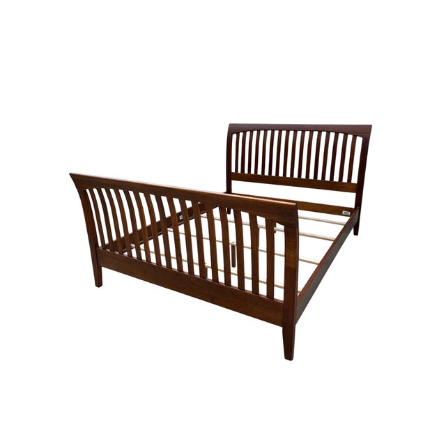 Ethan Allen Vintage Ethan Allen American Impressions Queen Sleigh Bed Mission Arts Crafts Headboard For Sale - Image 4 of 14