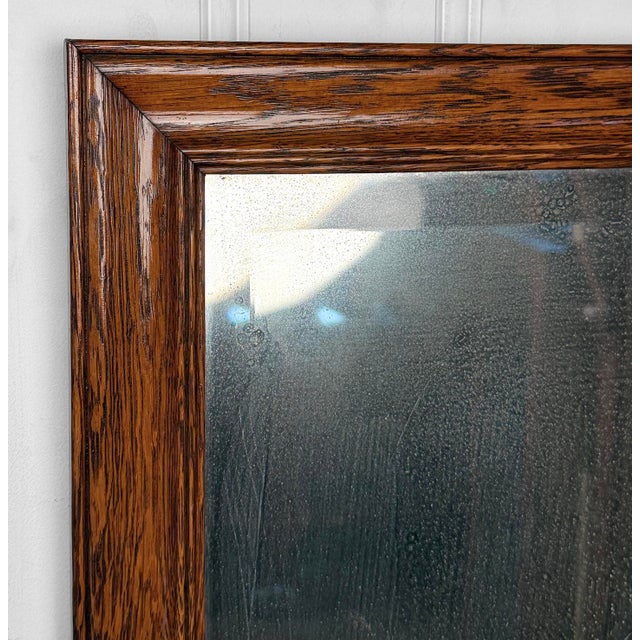 Brown Antique Traditional Oak Beveled Glass Rectangle Wall Mirror - 18x28 For Sale - Image 8 of 10