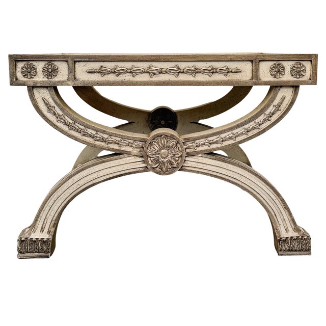1960s 1960 Neoclassical Regency Style Burl Walnut & Painted Curule Accent Tables by Heritage - Pair For Sale - Image 5 of 15