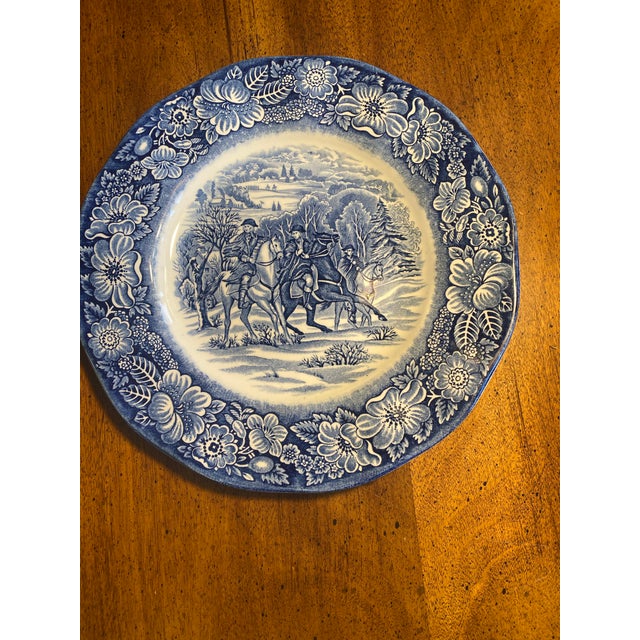 1980s 1980s Staffordshire England Liberty Blue 8 3/4” Luncheon Plates For Sale - Image 5 of 9