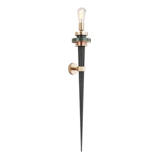 Torca II Wall Lamp in Brass and Oxidized Wood by Marine Breynaert For Sale
