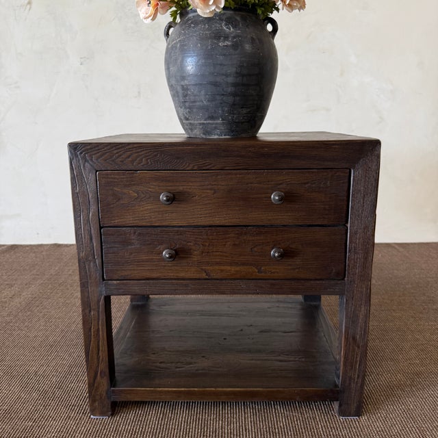 Nathalie II 2 Drawer Reclaimed Elm Nightstand 36″ – Walnut For Sale - Image 10 of 10