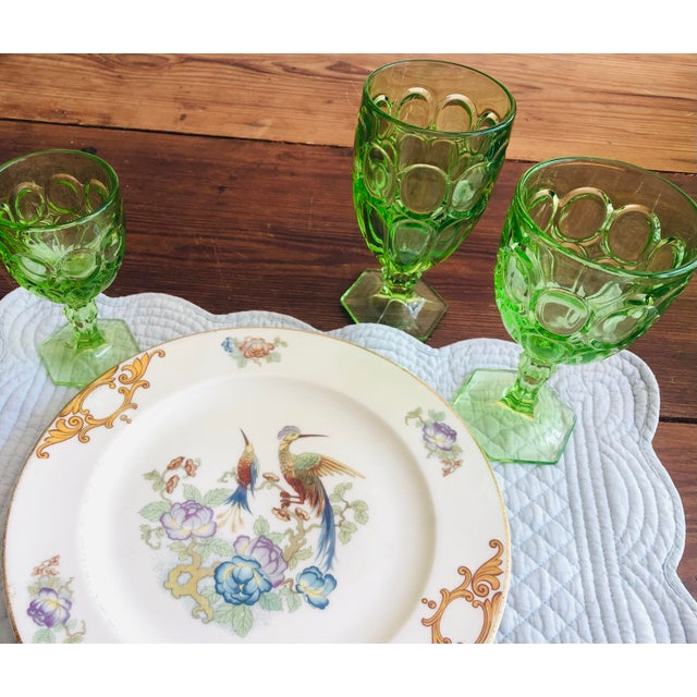 Gemstone Fostoria Green Moonstone Sherbet Glasses Set 4 For Sale - Image 7 of 10