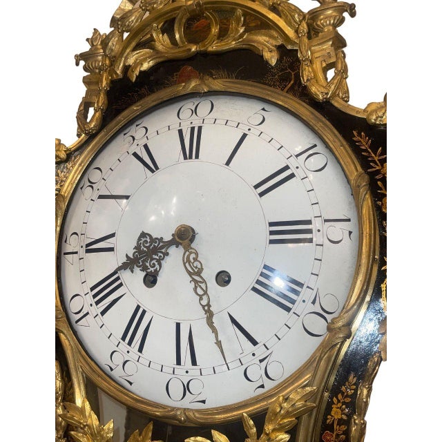 Chinoiserie Monumental Early 19th Century French Chinoiserie Wall Clock With Bracket For Sale - Image 3 of 11