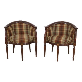 Pair Southwood Inlaid Mahogany Sheraton Chairs For Sale