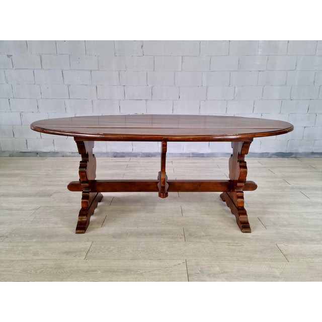 Vintage Italian Solid Wood Drop Leaf Trestle Dining Table Chairish