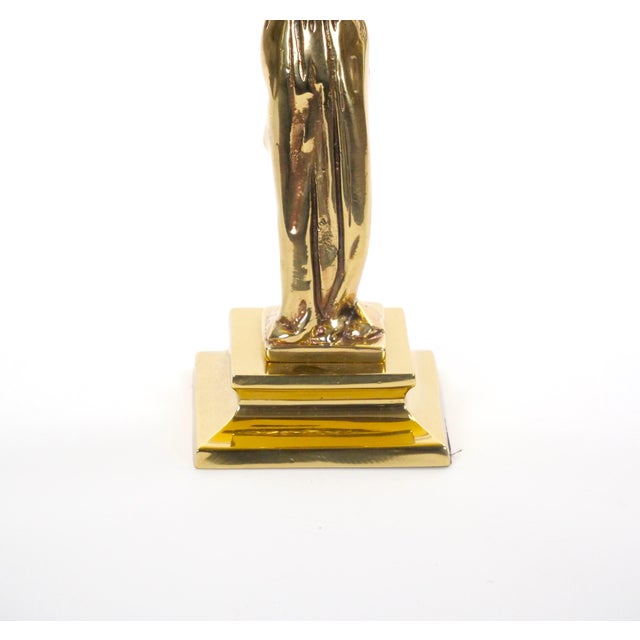 French 20th Century Classical Brass Maiden Figural Centerpiece With Relief Medal For Sale - Image 10 of 11