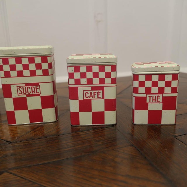 Metal Vintage French Food Canisters, 1950, Set of 5 For Sale - Image 7 of 10