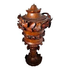 Carved Wood Cup With Lid Circa 1800