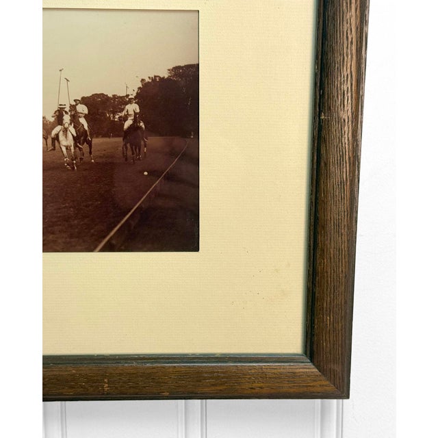 Vintage Traditional Polo Match Equestrian Framed Black & White Photograph For Sale - Image 9 of 12