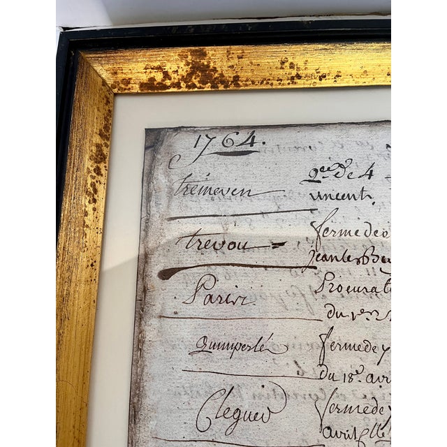 Antique 1700s Framed French Chateau Property Transaction Documents - A Pair For Sale - Image 10 of 18