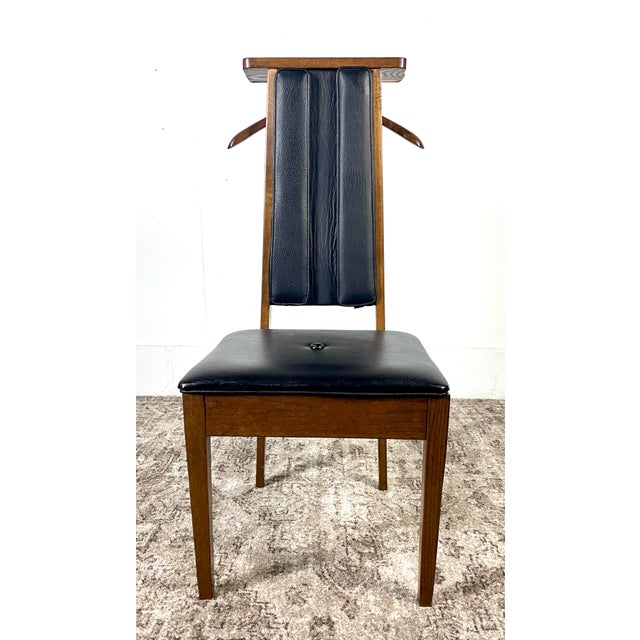 Mid Century Modern Men’s Valet Chair in Black Naugahyde and Oak by the Setwell Company Chairish