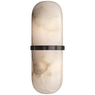 Kelly Wearstler for Visual Comfort Signature Melange Pill Form Sconce in Bronze with Alabaster For Sale