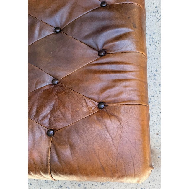 Vintage Tufted Leather Chesterfield Ottoman For Sale In Savannah - Image 6 of 11