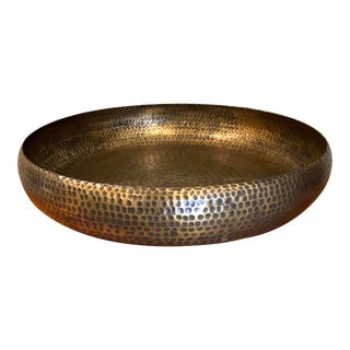 Crate & Barrel Hammered Brass Tray For Sale