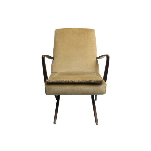 Scissors Armchairs in Velor, 1950s For Sale