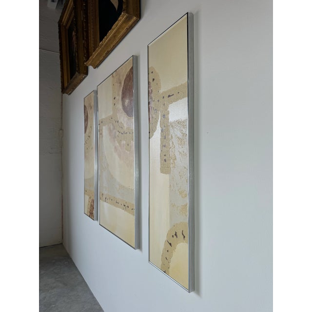 Large Scale- Harris Strong " Triptych " Expressionist Abstract Paintings, Signed Bachman For Sale - Image 4 of 12