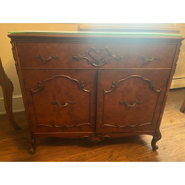 Wood Beautiful French Provincial Style Burl Wood Large and Medium Buffet Tables For Sale - Image 7 of 7