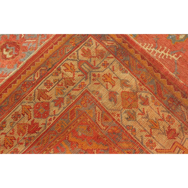 Antique Turkish Oushak Rug With Tribal Medallion Design in Terracotta and Blue 10'0 X 13'8 For Sale - Image 12 of 12
