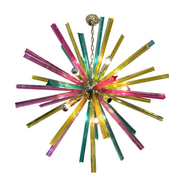 Blue Multicolor Trihedral Ceiling Lamp, 1960s For Sale - Image 8 of 8