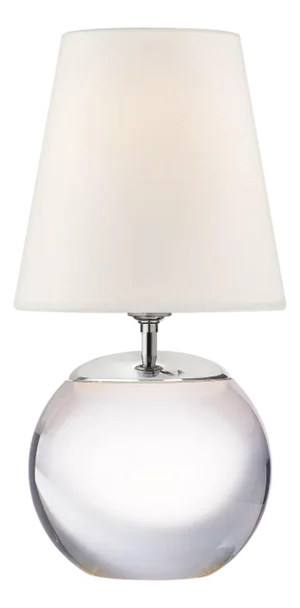 Thomas O'Brien by Visual Comfort Signature Terri Round Accent Lamp in Crystal with Linen Shade