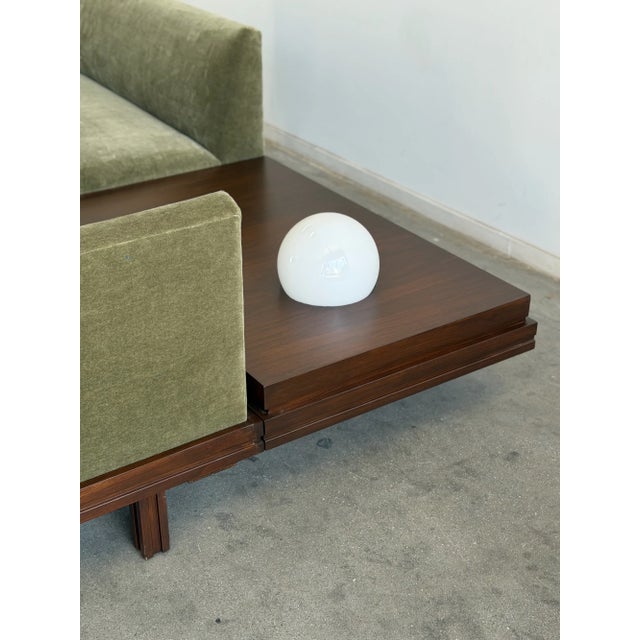 Vintage Platform Sectional in Walnut & Mohair For Sale - Image 11 of 14