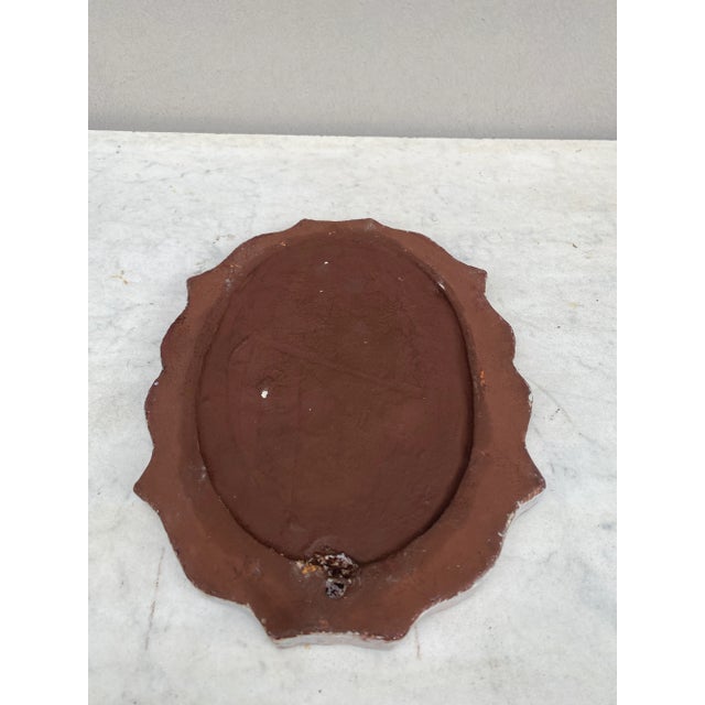 Mid-Century French Ceramic Leaves Oval Mirror For Sale - Image 4 of 6