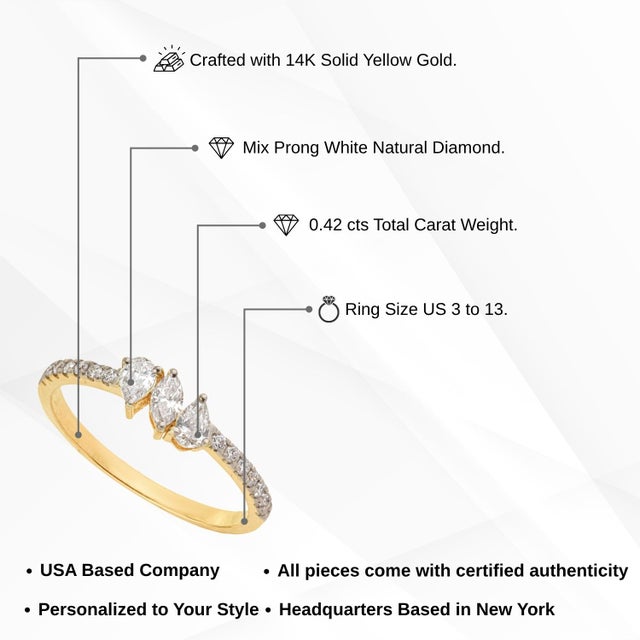 14k Yellow Gold 0.42ct Mixed-Cut Diamond Cluster Ring Size 4 by VRJewels For Sale - Image 10 of 14