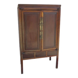 Two Door Chinese Provincial Round Corner Cabinet Mian Tiao Period For Sale