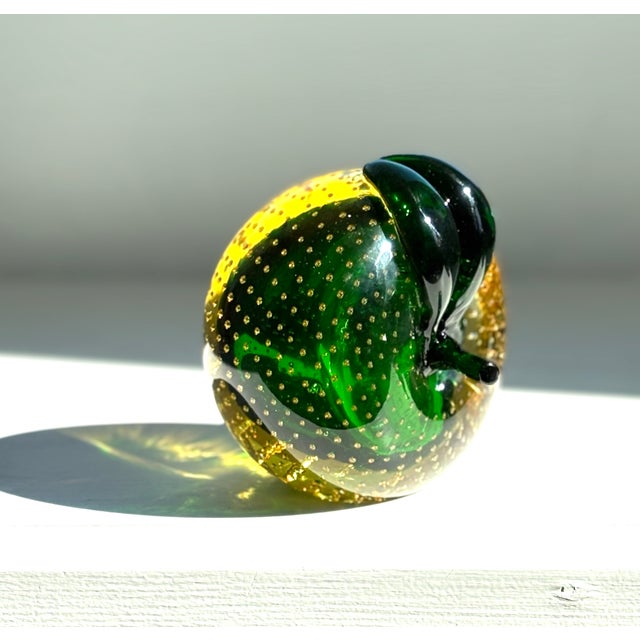 1950s "Rare and Beautiful Color" Murano Mid Century 1950's Art Glass Apple and Pear Bookends For Sale - Image 5 of 11