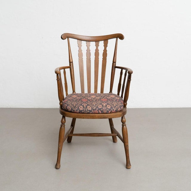 Vintage English Wood Armchair, 1950s For Sale - Image 3 of 16