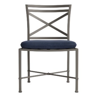 Brown Jordan Venetian Side Chair, Mica frame with Fusion Neptune fabric For Sale