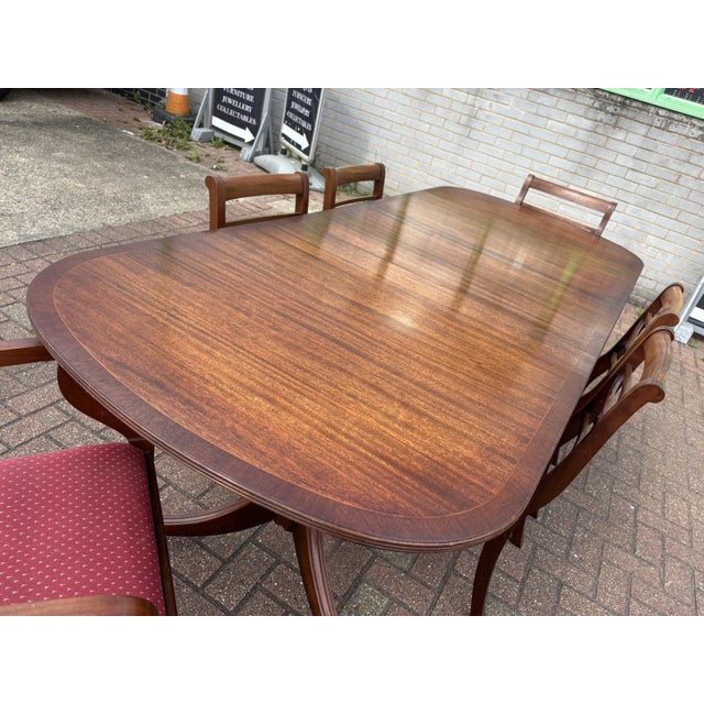 Mahogany Extending Dining Table and Chairs with Brass Castors, Set of 7 For Sale - Image 9 of 16