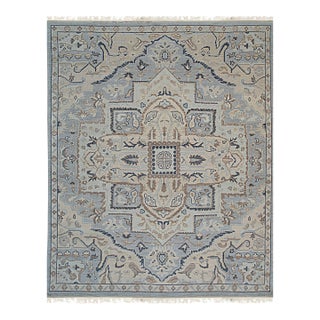 9x12 Unique Comfortable Blue Traditional Medallion Hand Knotted Wool Carpet Rug For Sale