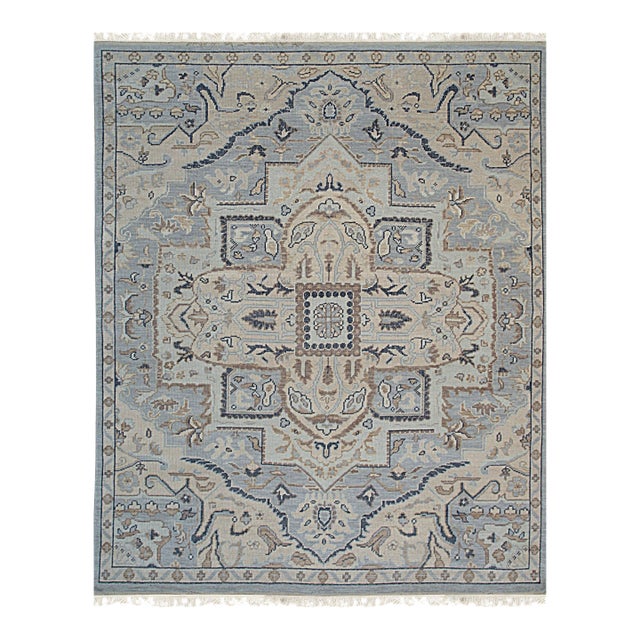 9x12 Unique Comfortable Blue Traditional Medallion Hand Knotted Wool Carpet Rug For Sale