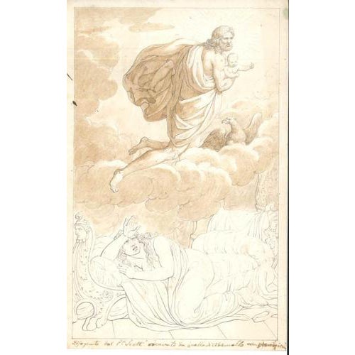 Unknown, Mythological Subject, 19th Century, Charcoal and Ink For Sale
