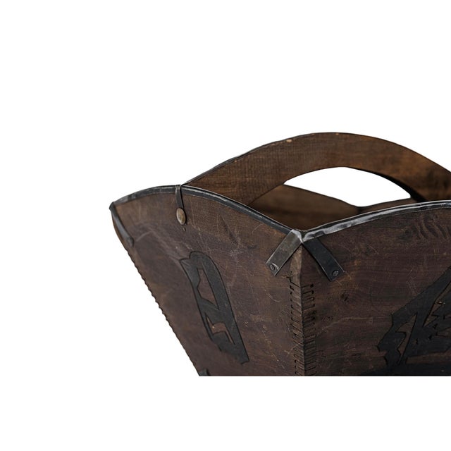 Vintage Antique Chinese Wooden Grain Bucket (Small) For Sale - Image 9 of 11
