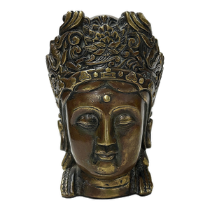 Vintage Bronze Patinated Bodhisattva Bust Buddha Metal Statue