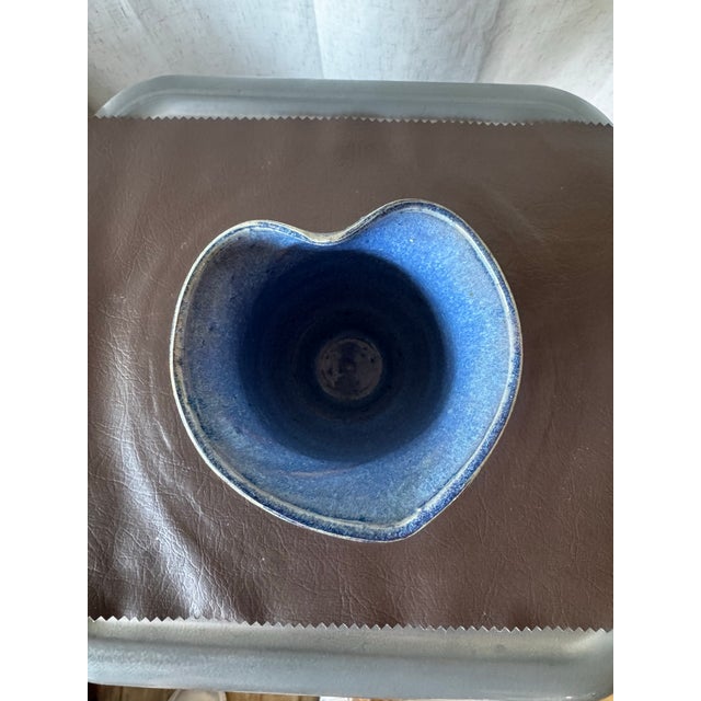 Abstract Vintage Studio Pottery Vase, Hand Form - Heart Shape, Signed For Sale - Image 3 of 12
