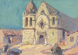 'View of the Old Carmel Mission, Monterey, California' by Edda Maxwell Heath, Woman Artist, Society of Watercolor Artists, New York