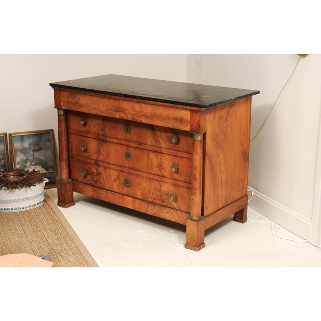 19th C. Empire Walnut Commode With Black Marble Top For Sale - Image 4 of 13
