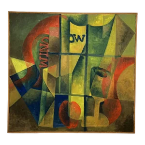C. 1960s Modernist Oil Titled "Windows" Signed Palester