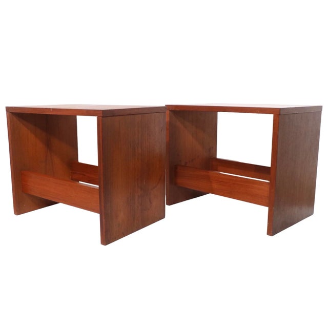 Pr. Diminutive Danish Mid Century Modern Teak End Tables C. 1960- 1970's For Sale - Image 12 of 13