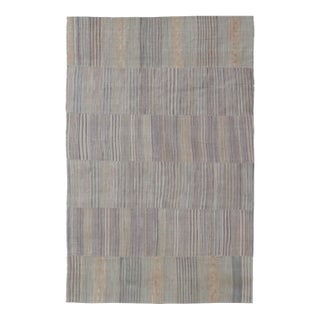 Vintage Hand Woven Turkish Paneled Kilim Vintage Rug in Earthy Tones For Sale