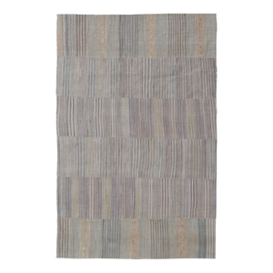 Vintage Hand Woven Turkish Paneled Kilim Vintage Rug in Earthy Tones