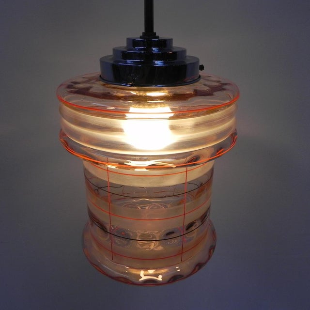 Art Deco Hanging Lamp with Pink Glass Shade For Sale - Image 11 of 18
