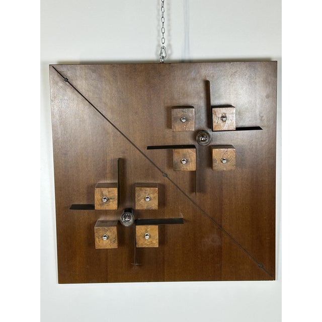 Large light panel designed by studio ef of viareggio for the company hit proposal in the seventies, walnut wood and...