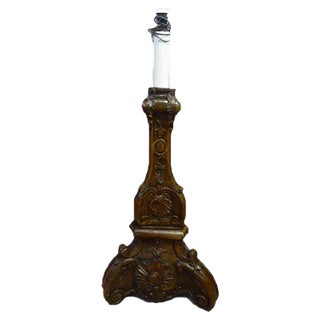 Antique Walnut Lamp Foot For Sale